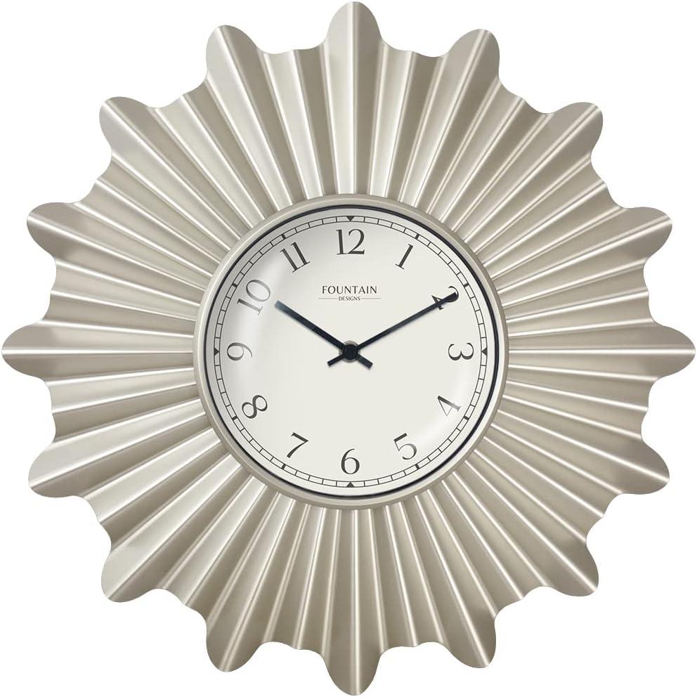 18" Mid Century Starburst Wall Clock, Morning Silver