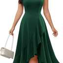 DRESSTELLS Women's Cocktail Party Formal Wedding Guest Church Dresses, Modest Graduation Prom Evening Dress (Large, Darkgreen)