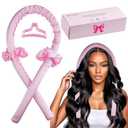 Pack of 4, Heatless Curler Set, Heatless Silk Curls for Long Hair, No Heat Large Rollers Overnight, Rubber Curling Rods (Pink1)