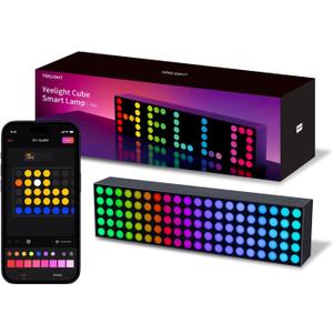 YEELIGHT LED Smart Lamp, 16M Colors Option Pixel Cube Smart Table Lamp, Music Sync RGB+IC Display for Clock/Emoji, Works with Alexa & Matter, 2.4GHz WiFi, Desk Lighting for Gaming, Kids Room, Bedroom