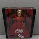 Barbie Signature Doll, Mattel 80th Anniversary Collectible in Glittery Red Tulle Gown with Drop Earrings and Sheer Gloves, Blonde Hair