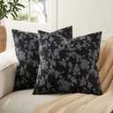 100% Cotton French Pastoral Throw Pillow Covers Set of 2, 16x16 Inch Background/Black Farmhouse Decorative Cushion Covers for Sofa Bed Living Room Home Decor