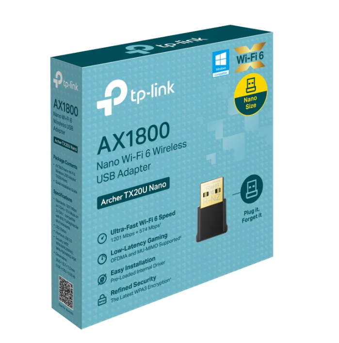 AX1800, Nano Wi-Fi 6 Wireless USB Adapter.