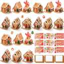 Libima 18 Set Christmas Gingerbread House Crafts Kit Bulk DIY Make Your Own Gingerbread Cardboard House with Stickers Craft for Kids Gift Christmas Holiday Activities Classroom Party Decoration
