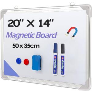 Dry Erase White Board, 20x14Inch (50x35cm) for Wall Whiteboard Aluminum Frame Hung for Kids Draw and Write Teach