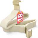 Korpai 50 Pack Kids Velvet Hangers 14 Inch, Non-Slip, Ultra Slim,Space-Saving Kids Hangers with 360 Swivel Hook, 7LBS Capacity, Kids Clothes Hangers Ideal for Youth's Dresses/Shirts/Coats, Beige