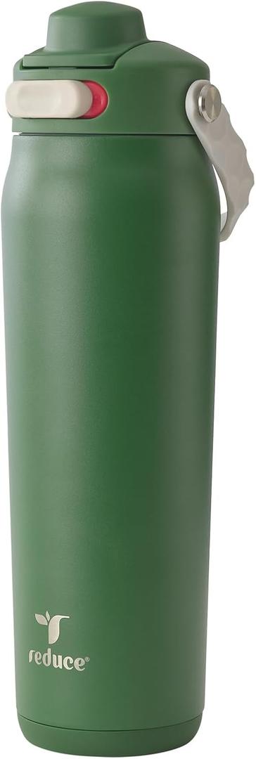 REDUCE Aura Vacuum Insulated 26 oz Water Bottle - Leak-Proof & Chug Spout for Quick Hydration - Keeps Drinks Cold for 30 Hours - Removable Handle for Travel or Gym - Soft Sit Base - 
Fairway Green