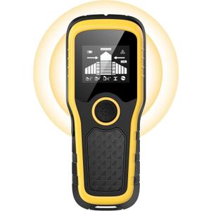 Stud Finder Wall Scanner, Advanced 5-in-1 Detector for Wood, Metal, Joists, Pipes, and AC Wires, New version Intelligent Chip, High-Definition LCD Display Screen & Audible Alarm (Light-Yellow)