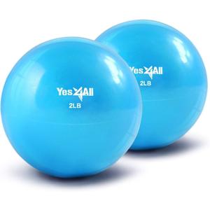 Yes4All Weighted Toning Balls for Exercise, Soft Medicine Balls for Exercise, Pilates, Yoga, Balance, Flexibility, 2-10lbs, 2lbs x2