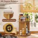Thick&Thin Lazy Susan Organizer - 2 Tier Rotating Spice Rack for Cabinet, Wooden Rotating Organizer Pantry Kitchen Countertop Dining Table Cupboard Storage