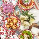 Adirasenotek BBQ Party Decorations BBQ Plates Napkins Cups,Disposable Paper Picnic supplies for Birthday, Baby Shower, Wedding, Barbecue Burgers and Grilled Meat Pattern, All Seasons