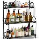 Bathroom Organizer Countertop - 3 Tier Spice Rack Organizer, Counter Organization and Storage for Bathroom, Kitchen, Bedroom, Offices, Foldable (Black)