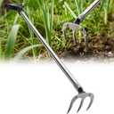 Garden Cultivator Rake, 3-Tine Carbon Steel Agricultural Hoe Rake with D-Grip Handle for Weeding, Tilling, Soil Loosening, Raised Beds, Vegetable Gardens, Flower Beds, 75" Long Handle