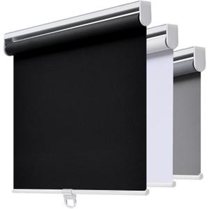 Cordless Roller Shades Blackout Blinds for Windows Room Darkening Rolled Up Shades with Spring System, UV Protection Window Shades Door Blinds for Home and Office (20" W x 72" H, Black)