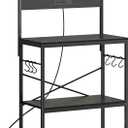 SUPERJARE Bakers Rack with Power Outlets, Microwave Stand, 31.5 X 16.5 Inch Larger Desktop, Kitchen Storage Rack with Adjustable Middle Shelf, 6 S-Shaped Hooks, Coffee Bar Stand, Black