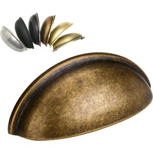 HOMOTEK 12 Pack 3 Inch Hole Centers Brass Bronze Drawer Bin Cup Pulls Dresser Pulls for Cabinets,Furniture Handles,Kitchen Cabinet Hardware