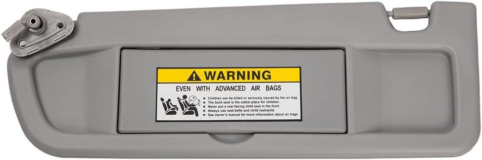 Left Driver Side Sun Visor Sunvisor Compatible with 2006 2007 2008 2009 2010 2011 06 07 08 09 10 11 Civic Replaces# 83280-SNA-A01ZC, Light Gray