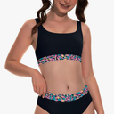 Beautikini Period Swimwear for Teens Two Piece Menstrual Leakproof Swimsuit Bikini Set Mid Waist Print Bathing Suit for Girls Size XXS