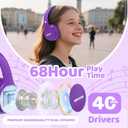 MIDOLA Kids Headphones Bluetooth 5.4 Wireless 68H Play Time Volume Limit 85/94dB Over-Ear Foldable Headset,with Wired Aux Built-in Mic Lightweight for Toddler Child Pad Tablet Purple