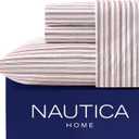 Nautica - Twin XL Size Sheet Set, Crisp & Tailored Cooling Sheets with a Smooth Cotton Percale Lightweight Feel - Bed Sheets with Matching Pillowcase & Fitted Sheet (Coleridge Stripe Red)