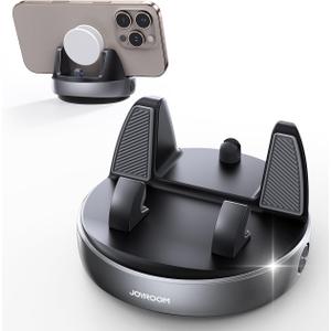 JOYROOM Car Phone Holder, [Adjustable Spring Design] Dashboard Cell Phone Holder Compatible with Popsocket, 360Rotatable & Vertical 30Adjustable Mount for Car, Silver