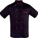 Nanxson Unisex Men' Chef Jacket Summer Short Sleeve Breathable Apparel Work wear Uniform CFM0048 (Black Red, XXXL)