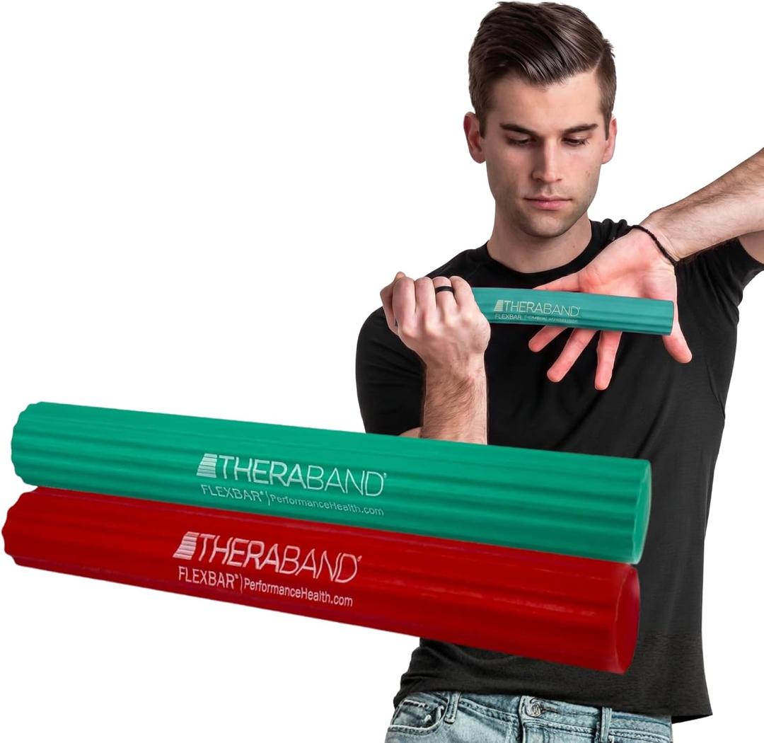 THERABAND FlexBar, Resistance Bars for Tennis Elbow & Grip Strength, Color-Coded Therapy Bars for Tendonitis & Golfers Elbow