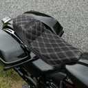 Motorcycle Seat Upgraded One-Piece Driver and Passenger Seat with Diamond Pattern Stitching Fit for Harley Touring Electra Glide 1997-2007 Road Glide 1998-2007(White Diamond Stitching)