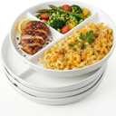 10" Ceramic Divided Plates Set of 4 - Large 3 Compartment Portion Control Plates for Adults Kids, Bariatric Dinner Plates for Balanced Meal Prep, Microwave Dishwasher Freezer Safe, White