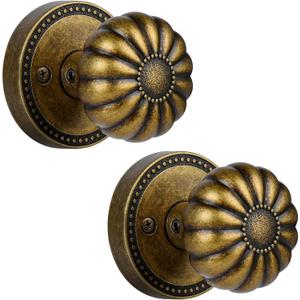 Dummy Door Knob Interior, Antique Brass Bronze Dummy Door Handles, Vintage Non-Turning Inactive Door Knob for Closet and Pantry, 2 Pack