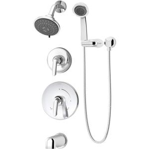 Symmons 5506-1.5-TRM Elm 2-Handle Tub and 5-Spray Shower Trim with 3-Spray Hand Shower in Polished Chrome (Valves Not Included)