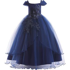 Weileenice Vintage Off the Shoulder Flower Girl Dress Lace Embroidery Little/Big Girls Wedding Bridesmaid Holiday Ballgown,  4-5T