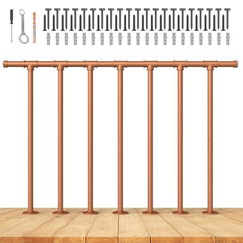 Deck Railing Kit, Metal Porch Railing Industrial, 34 in. H x 4 ft. W Horizontal Porch Railing, Wrought Iron Railings, Flat Metal Hand Rail, Outdoor Railing Kit for Porch, Deck and Balcony