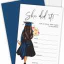 Graduation Party Invitation Cards 2026 - Grad Girl & Flowers, She Did It - 20 Graduation Invites With Envelopes, High School, College, University,Grad Party Favor, Decorations & Supplies - 05