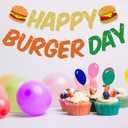 Happy Burger Day Banner, Burger Bar Decorations, Hamburger Themed Party Decorations, Hamburger Banner for Fast Food Party