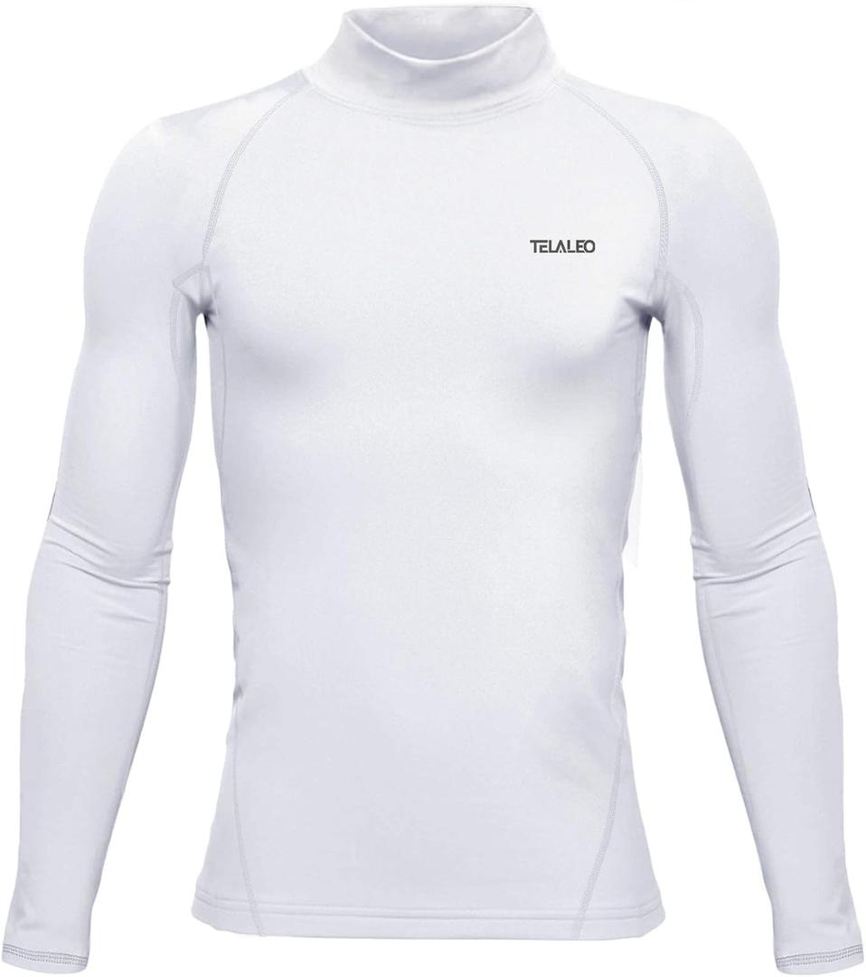 Youth Boys Girls Thermal Compression Shirt Fleece Lined Turtle Neck Top Athletic Base Layer Undershirt (X-Small)