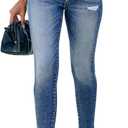 KUNMI Women's Ripped Skinny Jeans Distressed Stretchy Denim Pants, Size: 10
