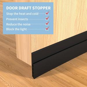 Vellure® Door Draft Stopper for Bottom of Door  Premium Door Sweep for Bottom of Door/Weather Stripping Door Seal (Save Energy – installs Quickly and Easily) Door Strip (1, Black)