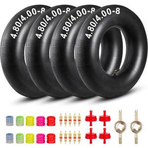 4.80/4.00-8" Inner Tubes 4-Pack Heavy Duty High Air Tightness with TR87 Angled Valve Premium Replacement for Mini Bikes, Go Kart, Lawn Mowers, Hand Truck, Wheelbarrow (4)