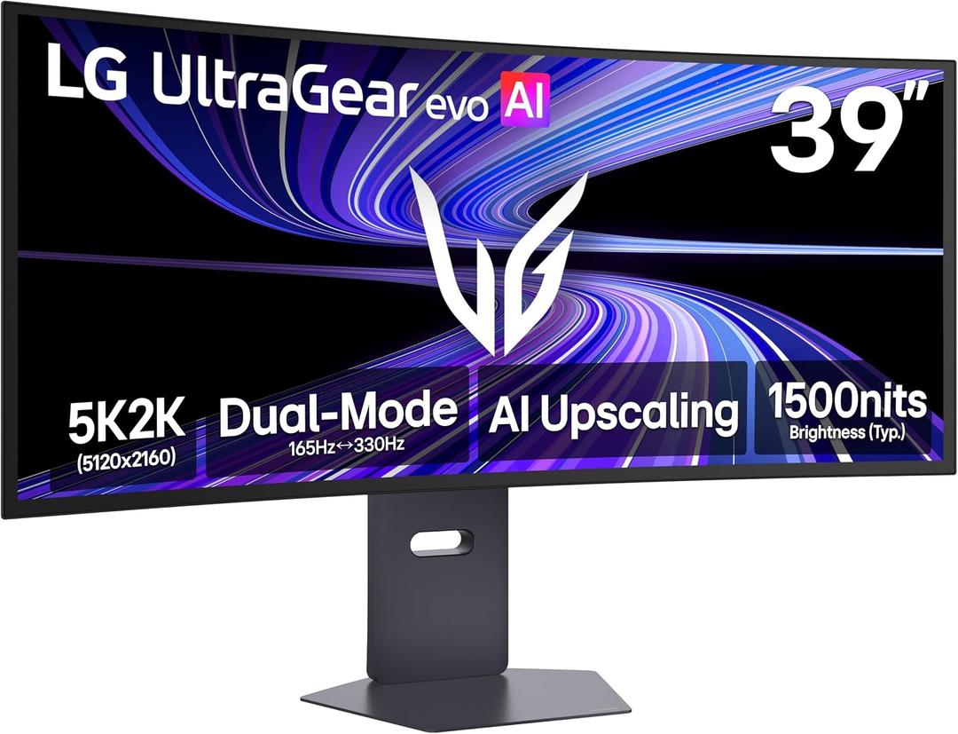 LG 39GX950B-B 39-inch Ultragear evo 5K2K WUHD (5120 x 2160) OLED Curved Gaming Monitor, Dual-Mode,165Hz, 0.03ms, NVIDIA G-Sync, FreeSync Premium Pro, DisplayHDR True Black 500, HDMI, DP, USB-C, Black