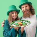 QZYL 50 PCS St Patricks Day Decorations, Large Oval Paper Plates, Green Disposable Plates Irish Lucky Shamrock Dinner Plates Tableware Dinnerware St Patrick's Day Party Supplies Table Decor