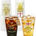 18 oz Champion Cup Salute To England, 1966 World Soccer Champion, 24-Count Disposable Plastic Party Cups, National Flag Themed for Fan Event Decorations Game-Day Festival, COME ON ENGLAND