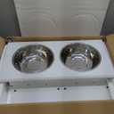 PawHut Raised Pet Feeding Storage Station with 2 Stainless Steel Bowls Base for Large Dogs and Other Large Pets, White