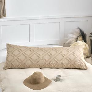 Body Pillow Shams 1 Pack, Body Size Pillowcases, Soft Microfiber Geometric Boho Pillow Covers with Envelope Closure, Camel, 20x54 Inches (No Insert)