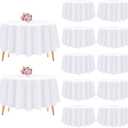 12 Pack White Round Tablecloth-120 Inch White Table Cloth Polyester Round Table Cover White Tablecloths Washable Fabric Table Cover for Wedding/Party/Banquet/Dining/Buffet Table(White/120 Inch)