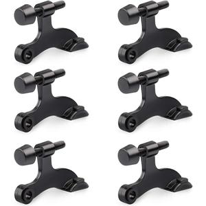 HOMOTEK 6 Pack Hinge Pin Black Door Stopper, Adjustable Deluxe Heavy Duty Door Stopper 2-1/2"x1-3/4, with Black Rubber Bumper Tips