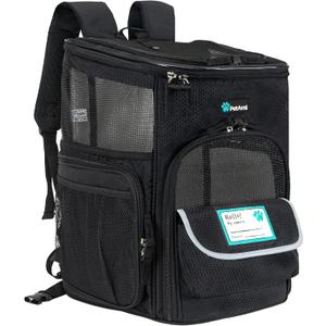 PetAmi Dog Backpack Carrier, Airline Approved Cat Backpacks for Carrying Small Large Cats, Pet Carrier Back Pack, Ventilated Soft Sided for Travel, Hiking, Camping, Max 18 lbs, Black (One Size)