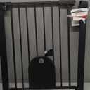 Babelio Baby Gate with Adjustable Cat Door,29-43" Auto Close Durable Pet door for Stairs,Doorways and House,Pressure Mounted,Easy Install,Effortless Walk Thru,White
