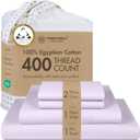 Threadmill Egyptian Cotton Queen Sheet Set | 100% Certified Egyptian Cotton Sheets for Queen Size Bed | Queen Bed Sheets Set with Snug Fit 16" Deep Pocket | Soft Cooling Sateen Bedding Set | Lilac
