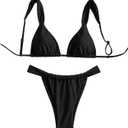 Women's 2 Piece Bikini Sets Starfish Decor Tie Back High Cut Swimsuit Cheeky Bathing Suit (Black, L)